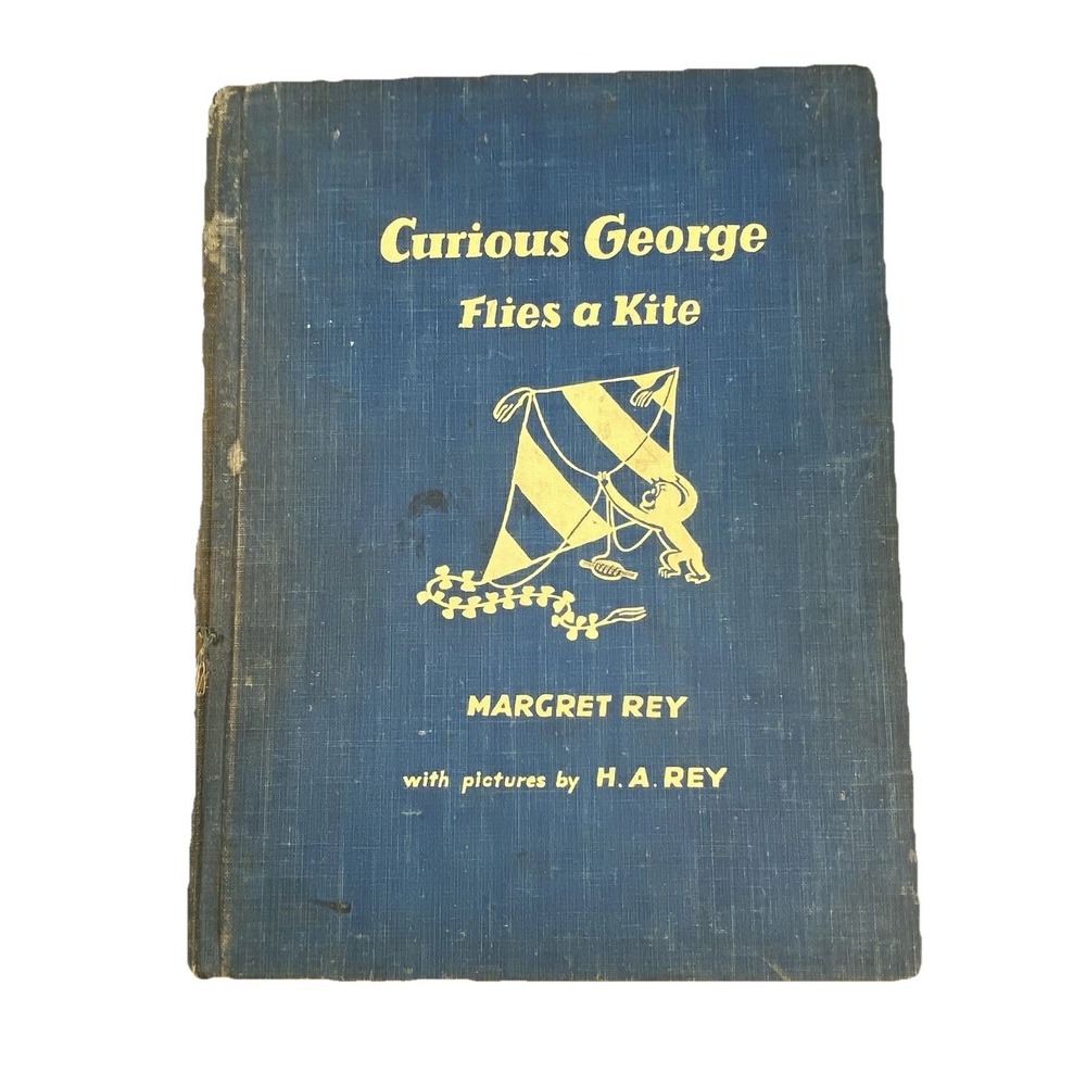 Vintage Curious George Flies A Kite‎ 1958 First Edition Margret Rey Hardcover
